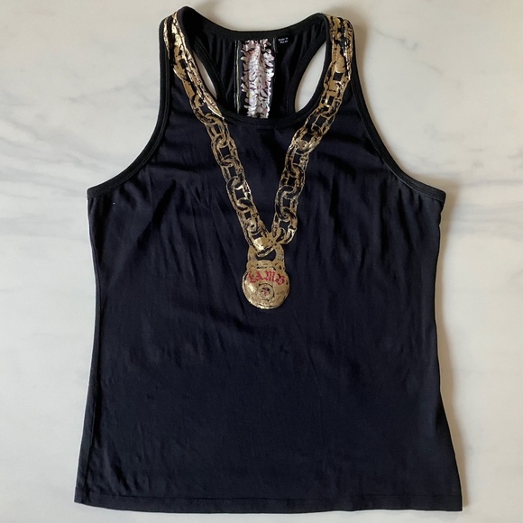 L.A.M.B. Gwen Stefani Vintage Black Medallion Tank Top L - Picture 1 of 7